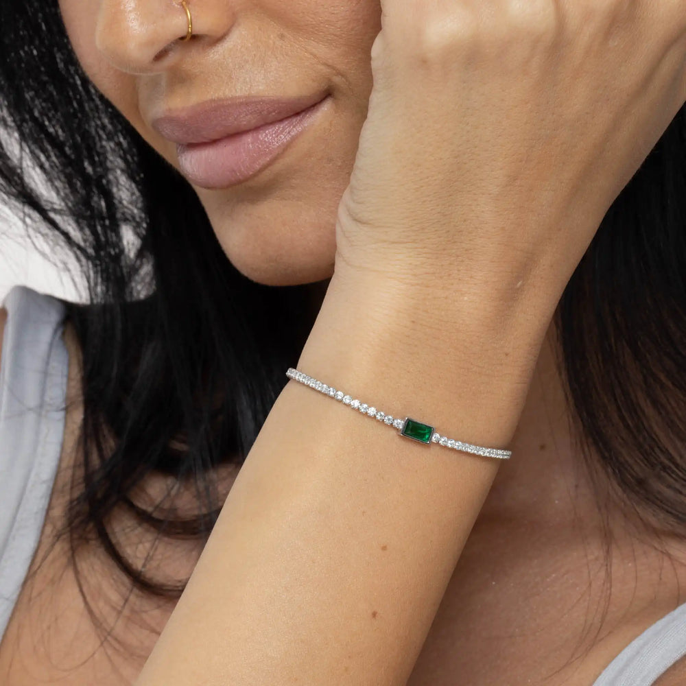 SREBRNA NARUKVICA TENNIS EMERALD
