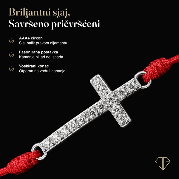 SREBRNA NARUKVICA RED THREAD CROSS