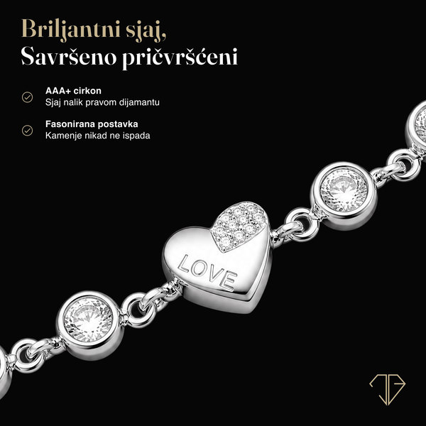 SREBRNA NARUKVICA HEART LOVE