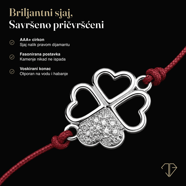 SREBRNA NARUKVICA RED THREAD CLOVER
