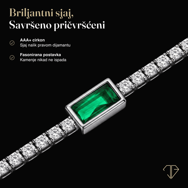 SREBRNA NARUKVICA TENNIS EMERALD