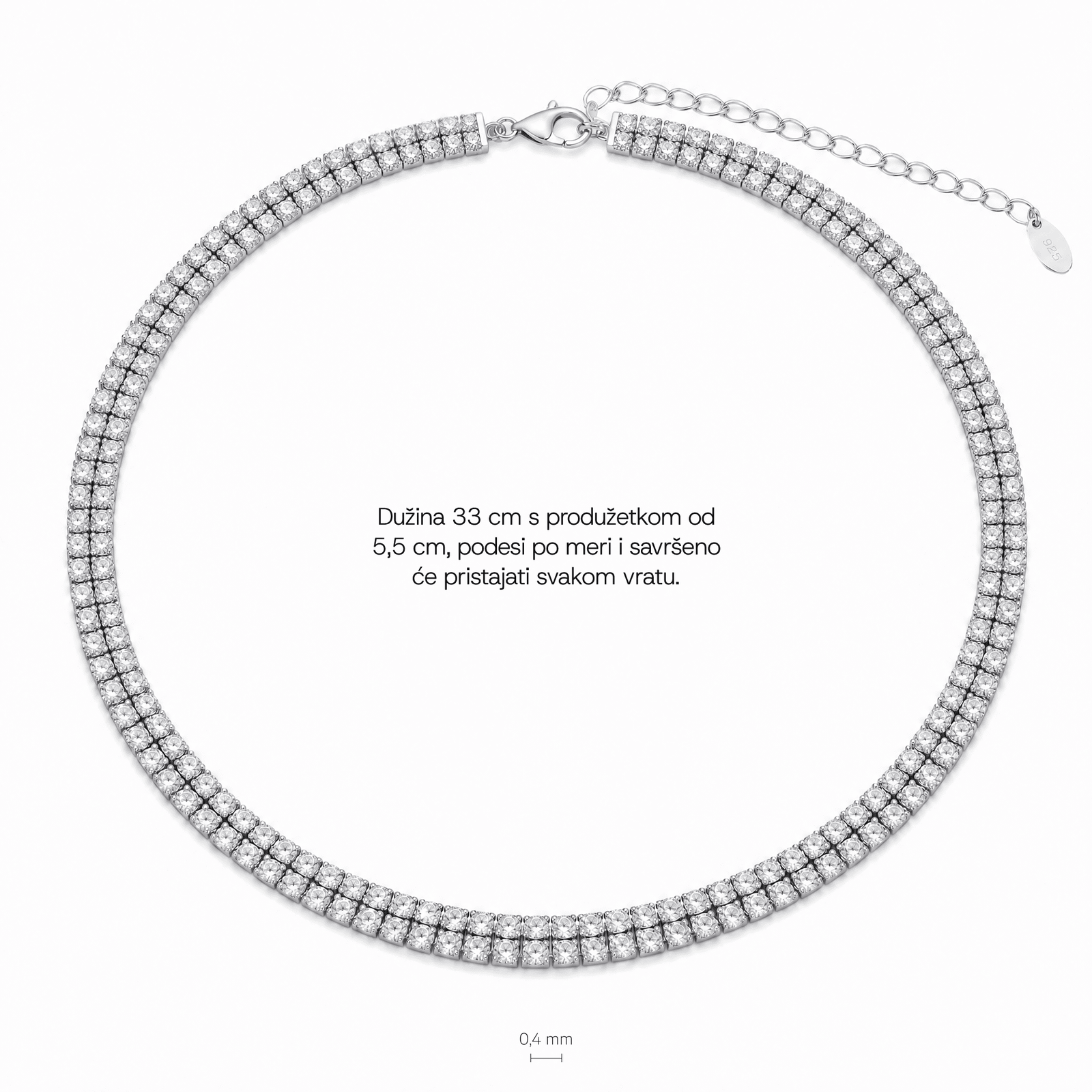SREBRNA OGRLICA TENNIS CHOKER