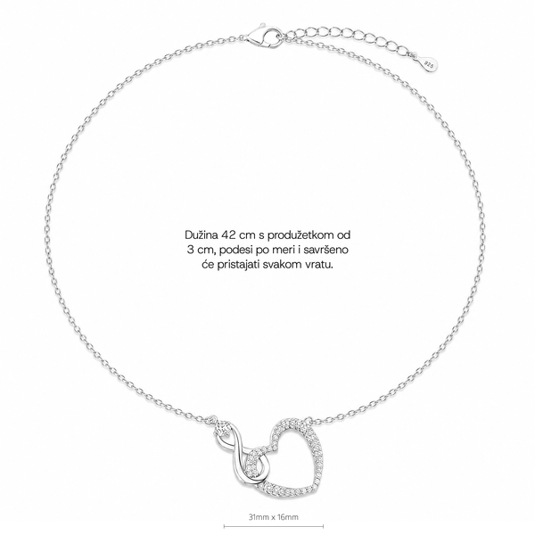 SREBRNA OGRLICA INFINITY LOVE