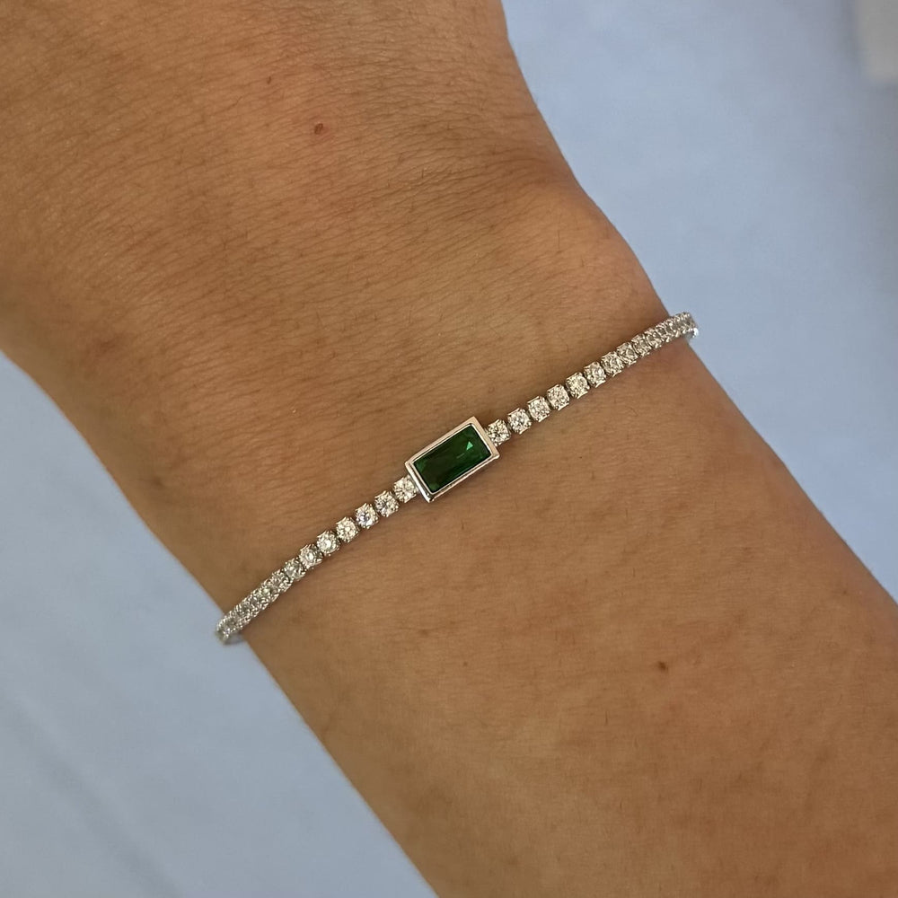 SREBRNA NARUKVICA TENNIS EMERALD
