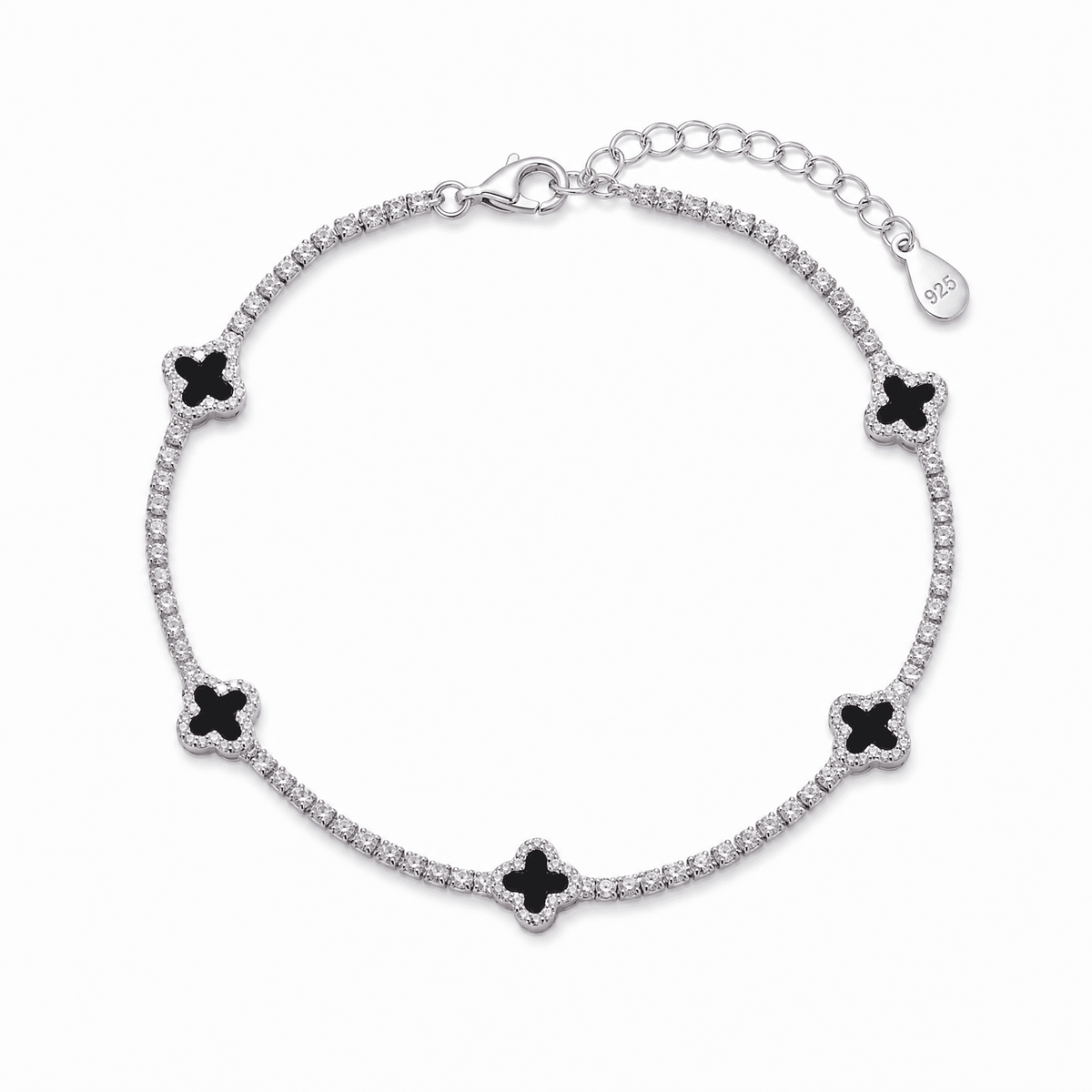 SRERBNA NARUKVICA ONYX CLOVER
