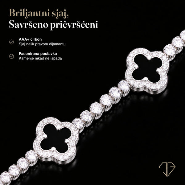 SRERBNA NARUKVICA ONYX CLOVER